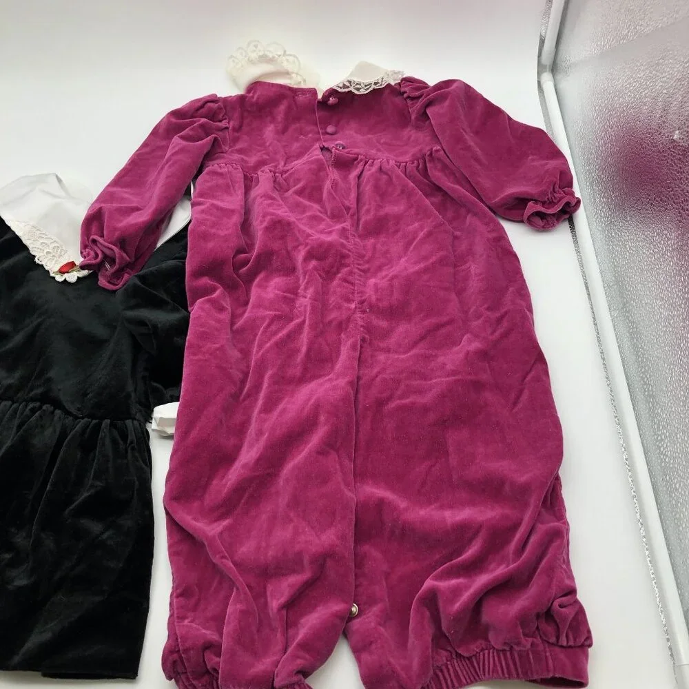 Vintage Girls 24M Holiday Dress Jumpsuit BUNDLE Velvet Collared Rare‎ Editions